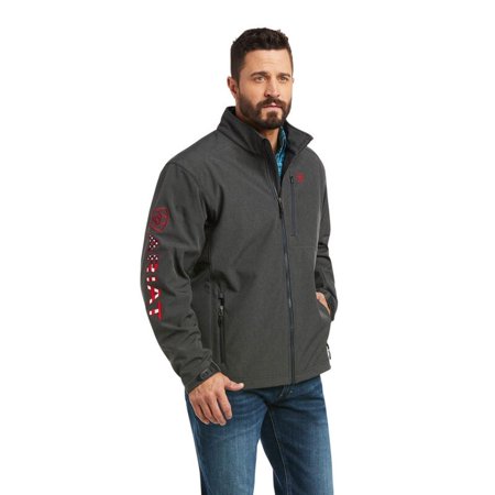 Ariat Men's Logo 2.0 Americana Charcoal Grey Softshell Jacket (Small, Regular)