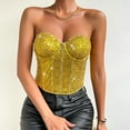 thumbnail image 6 of Mittory Women's Glitter Sequin Bustier Corset Top Back Zipper Strapless Tube Top Festival Outfits for Women and Girls, 6 of 7