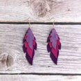 thumbnail image 2 of Layer Feather Fringe Genuine Leather Earrings Ethnic Velvet Leather Jewelry Gift, 2 of 2