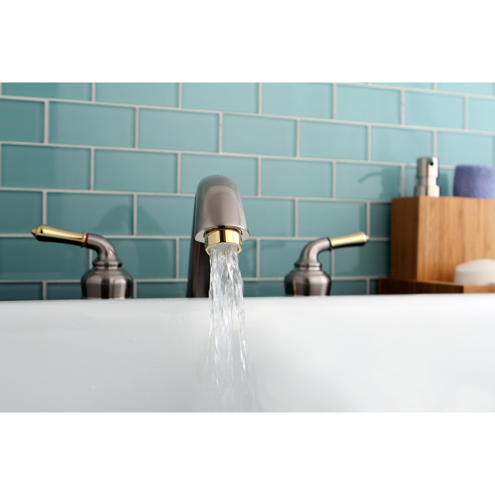 Kingston Brass KC369 Magellan Two-Handle Deck Mount Roman Tub Faucet, Brushed Nickel/Polished Brass