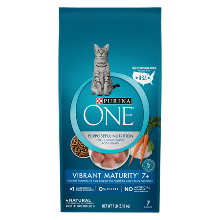 Purina One Vibrant Maturity 7+ Senior Natural Dry Cat Food, 7 (Best Dry Cat Food For Senior Cat With Sensitive Stomach)