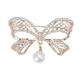thumbnail image 6 of Eosunjian Women Brooch Faux Pearl Rhinestone Decor Hollow Bow Exquisite Vintage Anti-slip Wear-resistant Coat Collar Hat Scarf Decoration Clothes Pin Garment Jewelry Silver, 6 of 13