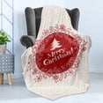 thumbnail image 4 of Christmas Soft Flannel Fleece Throw Blanket, Merry Xmas Greeting Design Sketchy Tree Swirled Doodles Frame, Cozy Plush for Indoor and Outdoor Use, 50" x 70", White Red Coral, by Ambesonne, 4 of 5