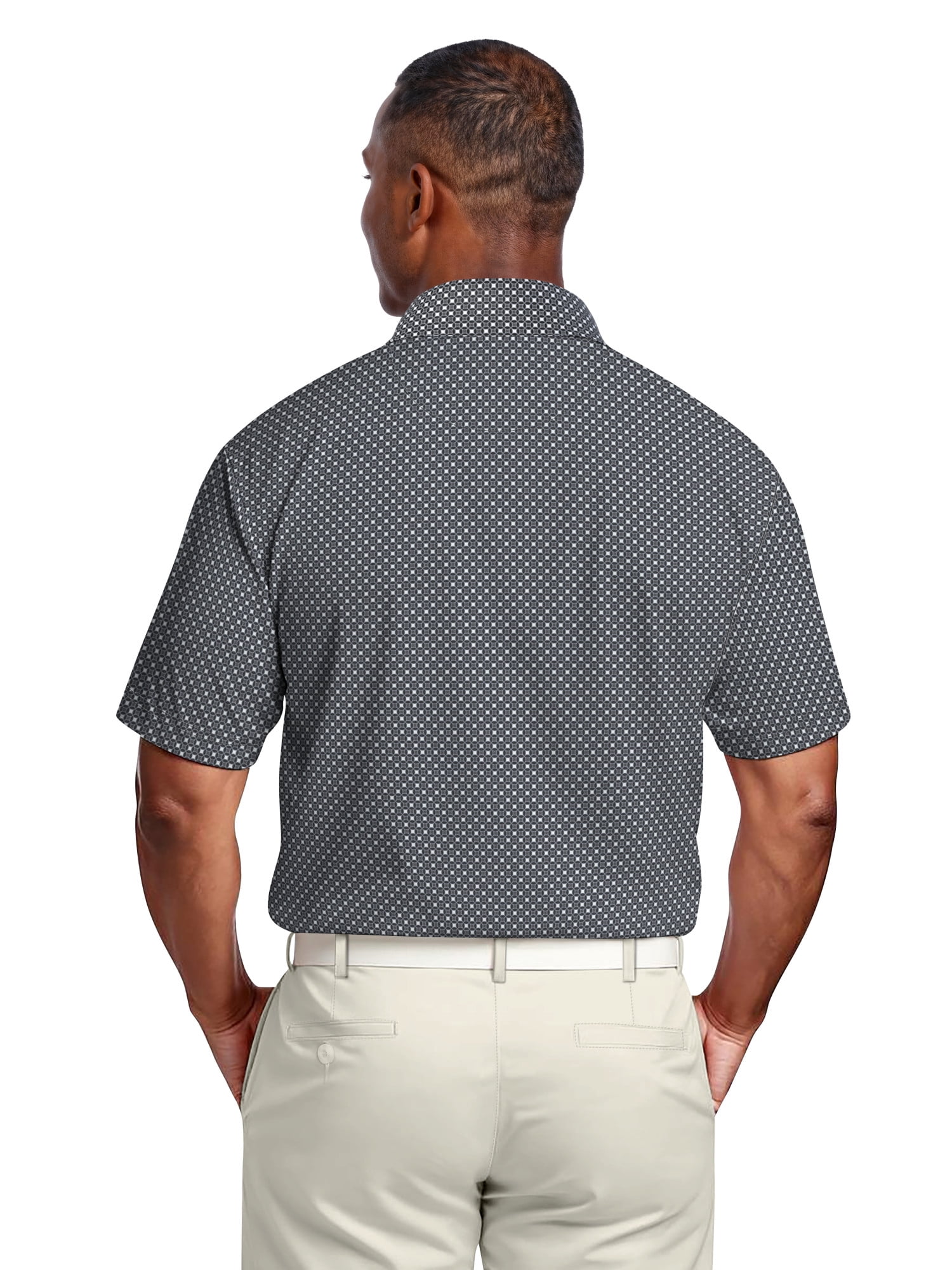 Ben Hogan Men's & Big Men's Performance Allover Geo Print Short Sleeve Golf Polo Shirt, Sizes S-5XL