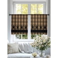 thumbnail image 4 of Brown Black Plaid Semi Sheer Window Curtains 54 Inches Long, Vintage Rustic Star Buffalo Check Rod Pocket Voile Chiffon Curtain Light Filtering Drapes for Living Room, Kitchen, 52"x54", 2 Panels, 4 of 9