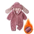 thumbnail image 2 of KAUOD Boys Girls Fleece Snowsuits Jumpsuits Cute Bunny Ear Hooded Bodysuit Zip up Fuzzy Plush Padded Warm Romper Outfits, 2 of 8