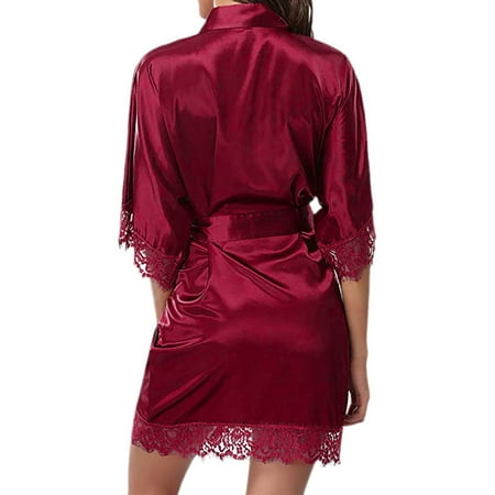 

B91xZ Lingerie For Women Satin Women s Sexy Lingerie Lady Lace Pajamas Sleepwear Nightwear Suit Role Playing Lingerie for Women Large Wine XXL