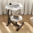 thumbnail image 5 of 2 Layers Flower Shape Marble Texture Small C-Shaped Side Table,Snack Side Table, End Table for Sofa Side Table,Bedside Table for Living Room Kitchen Garden Bedroom, 5 of 6