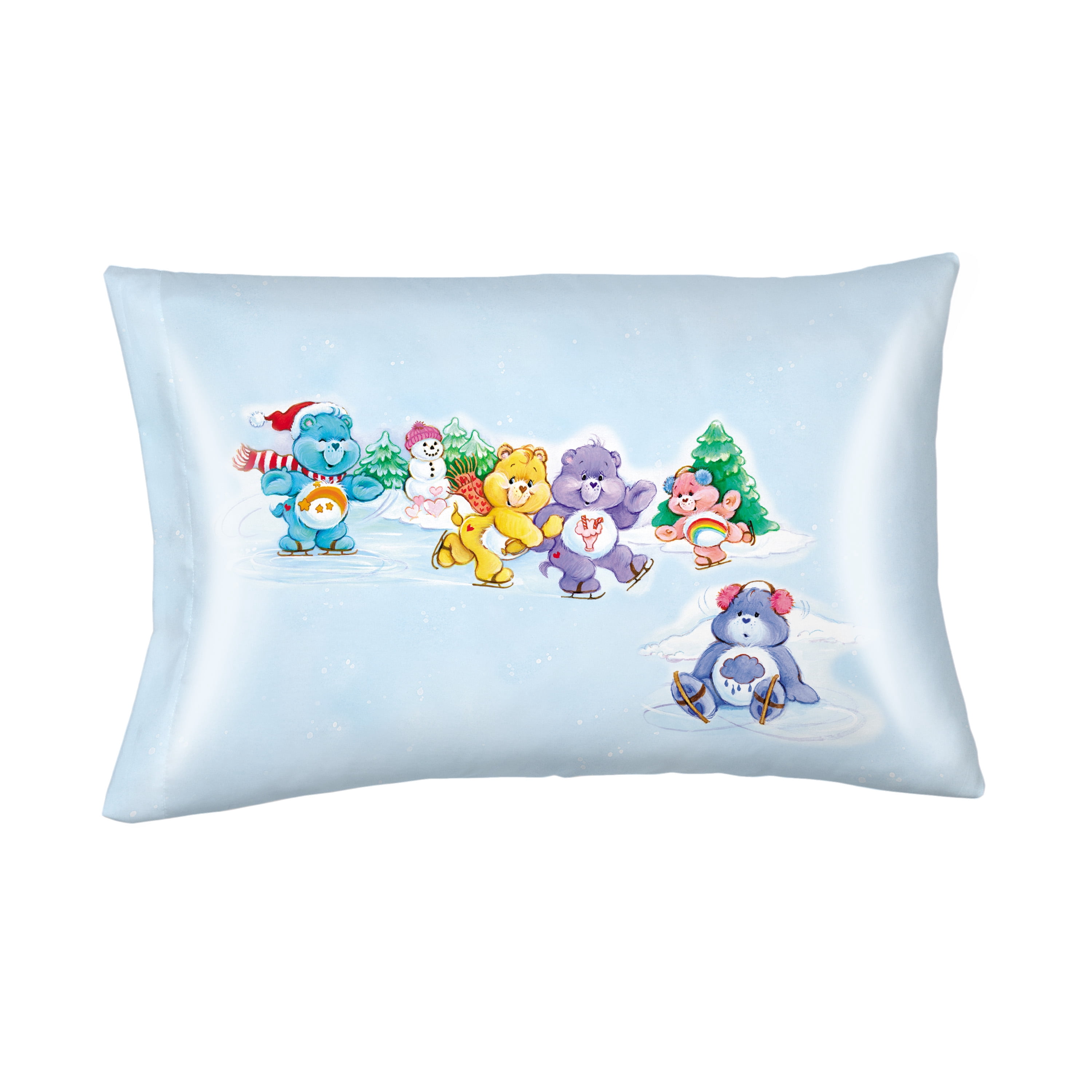 Care Bears Holiday Blue Reversible Silky Satin Pillowcase, Standard Size, 2-Pack