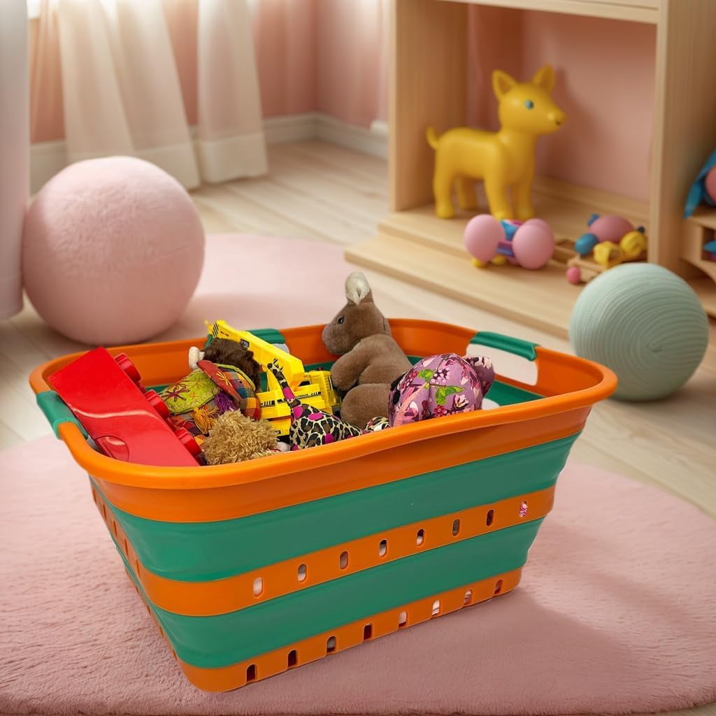 SAMMART 42L (11 gallon) Collapsible Plastic Laundry Basket - Foldable Pop Up Storage Container/Organizer - Space Saving Hamper/Basket