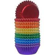 Bright Rainbow Foil Cupcake Liners Mini Baking Cups for Party, 240-Count