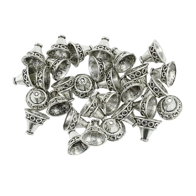 30 Piezas Tassan Tassel Jewelry dings Tapas ales, Aleación , Gorras Estampadas Flower Para Colgante, Pendientes, Colr, , Cinturones Y Decoración para hogar, BLESIY Tapa del grano