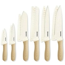 12PCS Kitchen Knife Set with Covers,Nonstick Ceramic Coating Ceramic Knife,Stainless Steel Blade with Guards, Essential Knife Set for Kitchen,White.