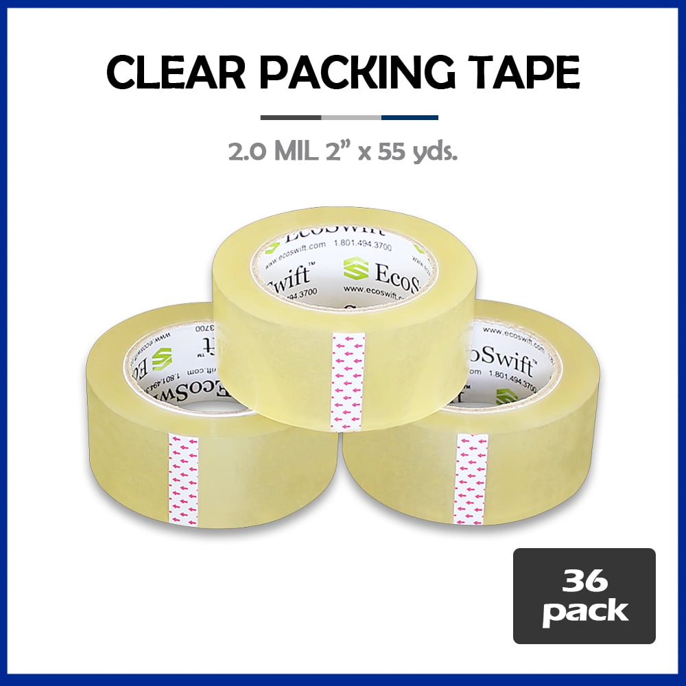 18 Rolls EcoSwift Clear Packing Packaging Carton Tape 2.0Mil Thick 2 x 110 Yards 