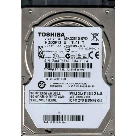 MK3261GSYD HDD2F13 U TL01 T A0/MG001A Toshiba 320GB