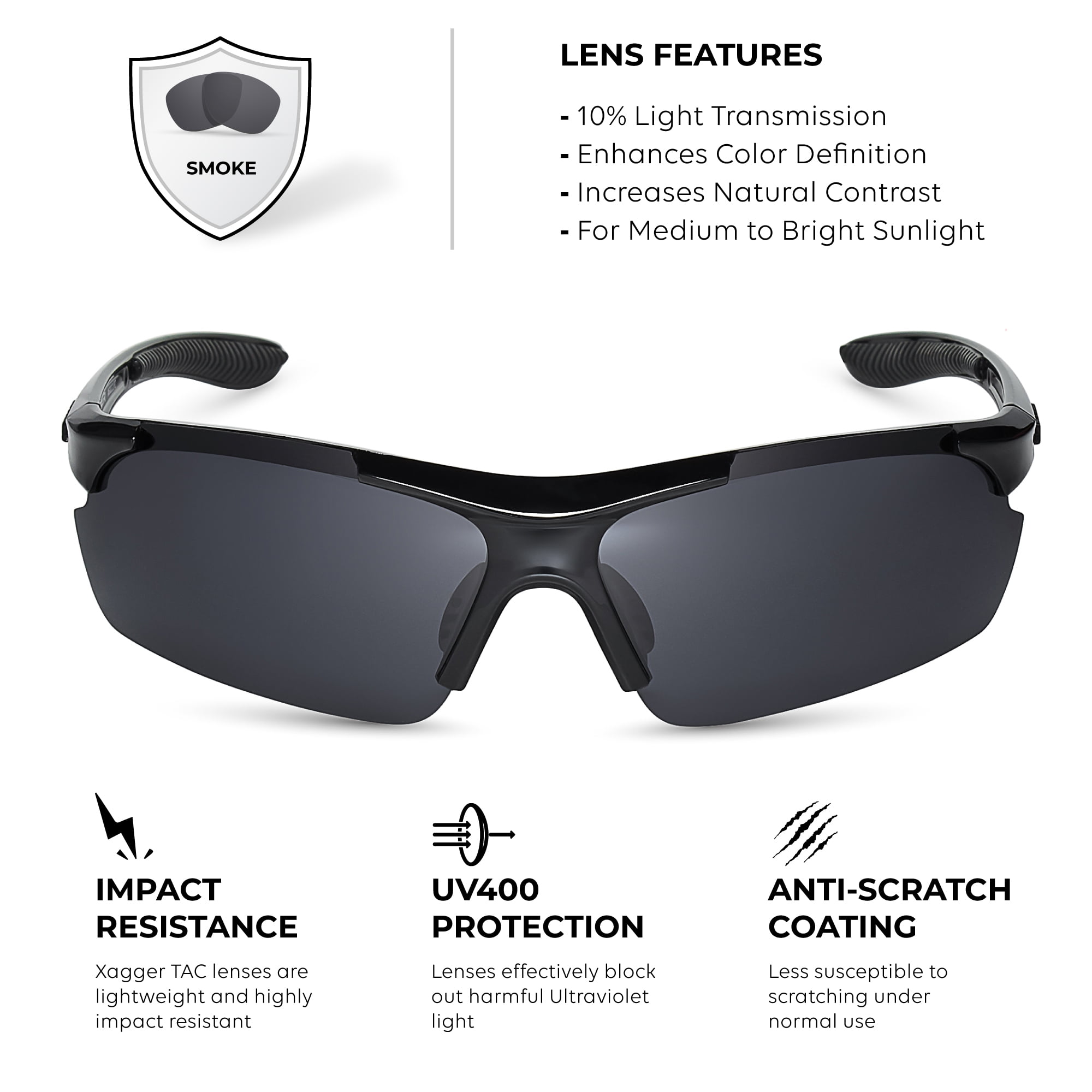 Xagger Polarized Lightweight UV400 Wrap Around Sport Sunglasses for Men Women Baseball Softball Running Glasses Walmart
