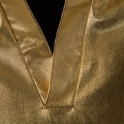 ZCFZJW Men's Short Sleeve Slim Fit Glitter Party Street Tee Shirt Casual Metallic Stand Collar T-Shirt Streetwear Nightclub Tshirts Tops Gold M