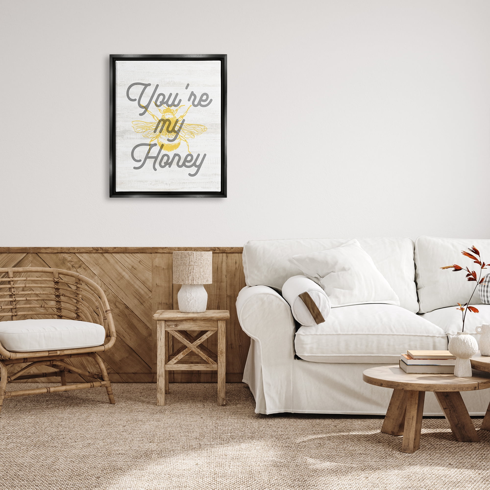 Stupell Industries You're My Honey Bee Phrase Animals & Insects Painting Black Floater Framed Art Print Wall Art, 25 x 31
