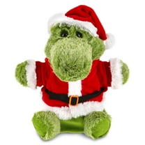 DolliBu Santa Alligator Stuffed Animal Plush Hand Puppet - Super Soft Wild Animal Dress Up with Red Santa Claus Outfit, Cute Holiday Christmas Gift - 9 Inches