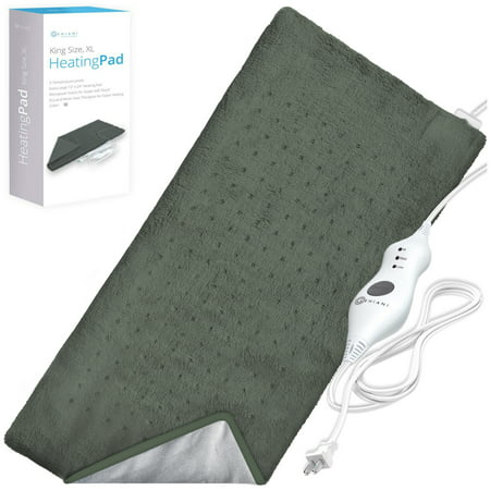 Extra Large Heating Pad with Dry and Moist Heat Therapy Option for Back Pain / Legs / Neck and Shoulders - Navy Gray Color, 12 x 24