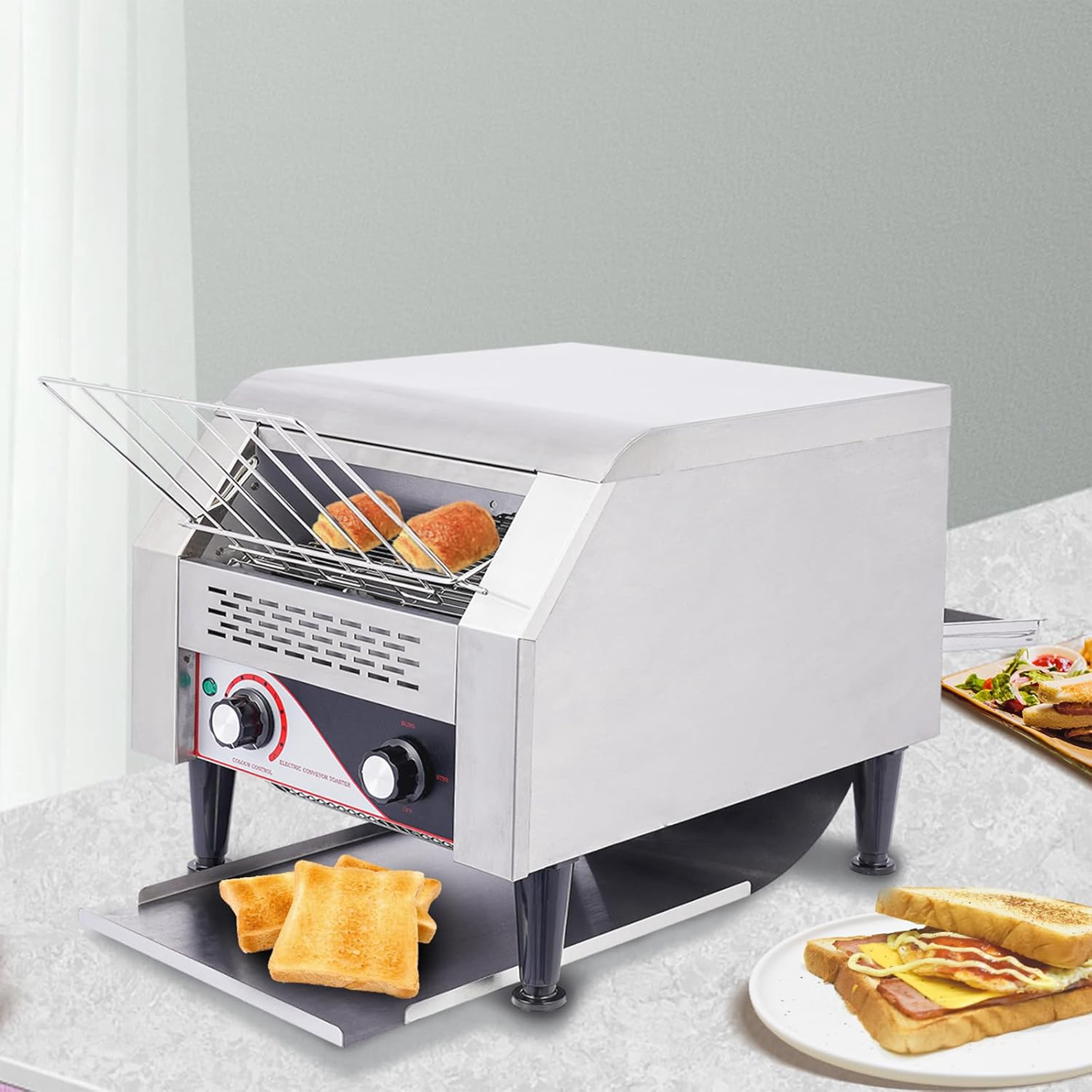 NSF Conveyor Toaster 300 Slices/Hour, Commercial Bread Toaster Bagel Toaster for Restaurant, 1700W Stainless Steel Toaster Oven for Restaurant,Buffets,House Use