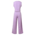 thumbnail image 4 of Womens Elegant Solid Color Suit Vest Tank Cardigan Pockets Tops Wide Leg Pants Suit Freezer Suits Women Work Suites Women Pinstripe Women's Suits Smart Casual Outfit Lifeguard Jumpsuit Lawyer Suits, 4 of 8