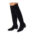 thumbnail image 3 of Gyexs Thigh High Boots for Women Wide Calf Low Heel Long Boots Pull on Pointed Toe Suede Boots with Side Zipper Black & Size 7.5, 3 of 8