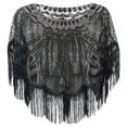 thumbnail image 3 of HNMKIU Wraps 1920s Art Deco Sequin Beaded Flapper Shawl Wrap Women's Evening Wedding Cape Party Cover Up Black,One Size, 3 of 3