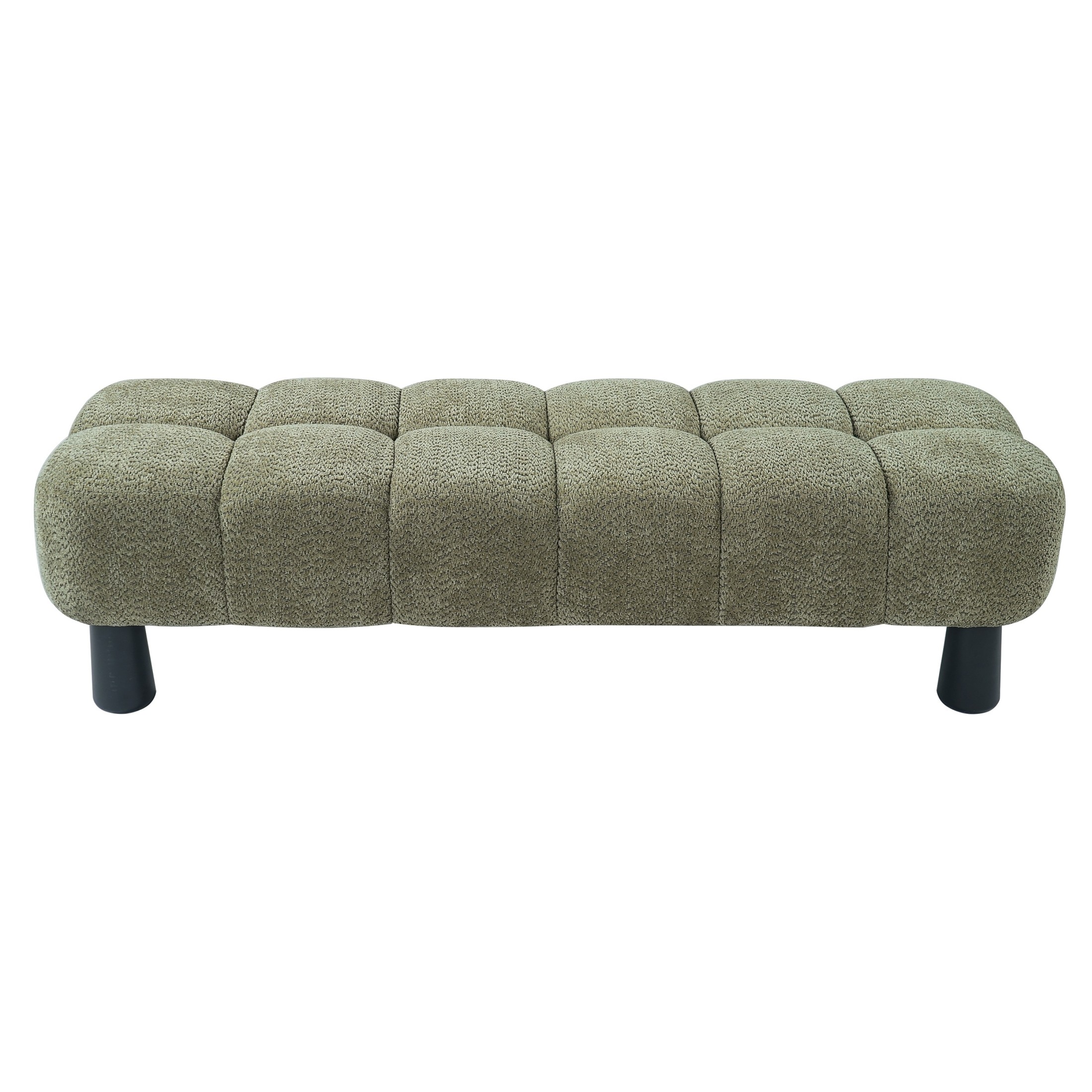 Christopher Knight Home 62.6" Modern Boucle Upholstered Ottoman Bench, Solid Wood Frame, Green