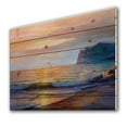 thumbnail image 2 of Designart 'Sunshine Reflecting Throug Braking Sea Waves XIII' Coastal Print on Natural Pine Wood, 2 of 3