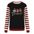 thumbnail image 2 of Christmas Sweatshirts for Women, Letter Print Striped Long Sleeve Crewneck Loose Fit, Fall Holiday Party Graphic Tops S-XXL, 2 of 6