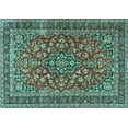 thumbnail image 1 of Ahgly Company Machine Washable Indoor Rectangle Persian Turquoise Blue Traditional Area Rugs, 5' x 8', 1 of 4