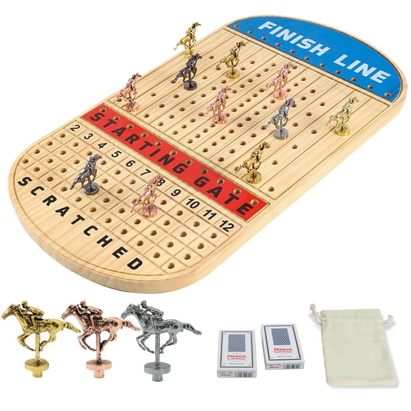 Juego de mesa Horse Race, juego de carreras Jyquorp, madera maciza, 21 pulgadas