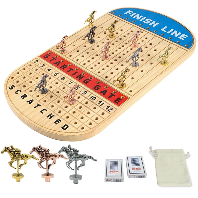 Juego de mesa Horse Race, juego de carreras Jyquorp, madera maciza, 21 pulgadas
