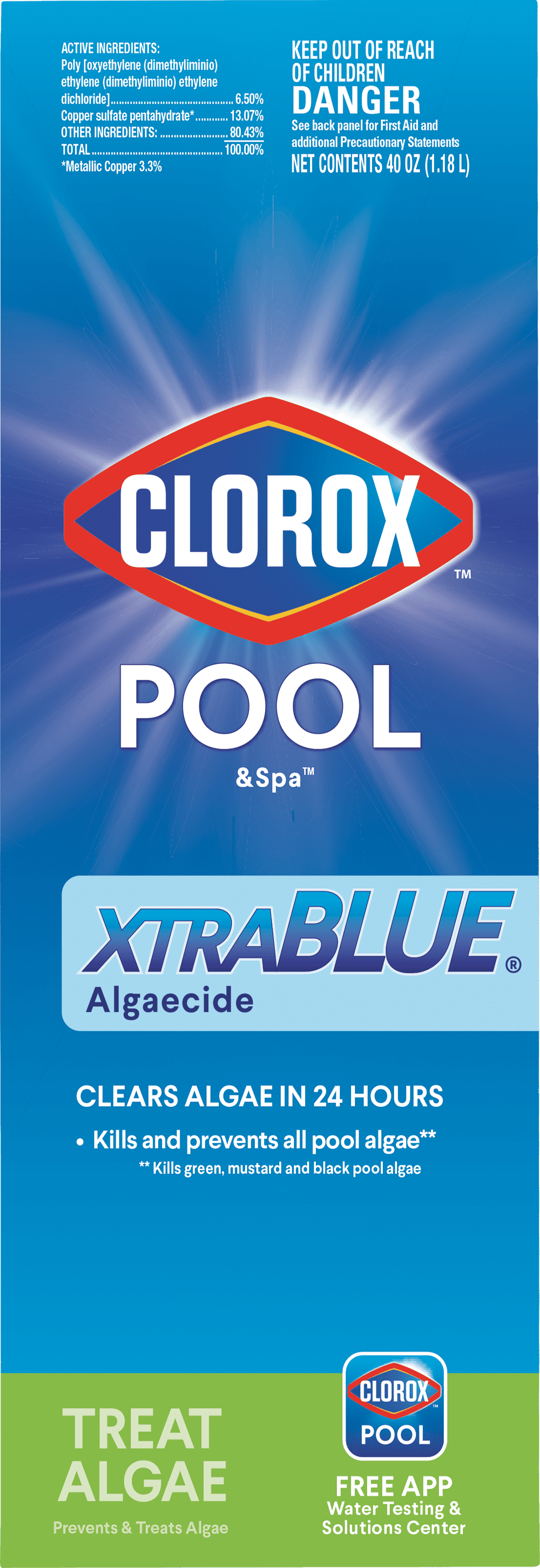 Buy Clorox Pool&Spa XtraBlue Algaecide for Treating Pool Algae, 40 oz