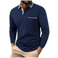 thumbnail image 2 of Men Clothing, Shirts for Men Long Sleeve Casual Fashion Solid Color Fall Tops Turndown Collar Button T Shirt with Pocket, 2 of 7