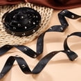 thumbnail image 4 of 8.8 Yards(8.1m) Faux Leathers Lace with Rivet 3 Styles Black PU Leathers Faux Suede Cord Rope Platinum Round Square Studded Beading String for Bracelet Jewelry Making Sewing, 4 of 7