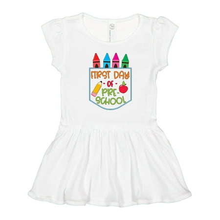 

Inktastic 1st Day of Preschool Crayons and Apple Back to School Gift Toddler Girl Dress
