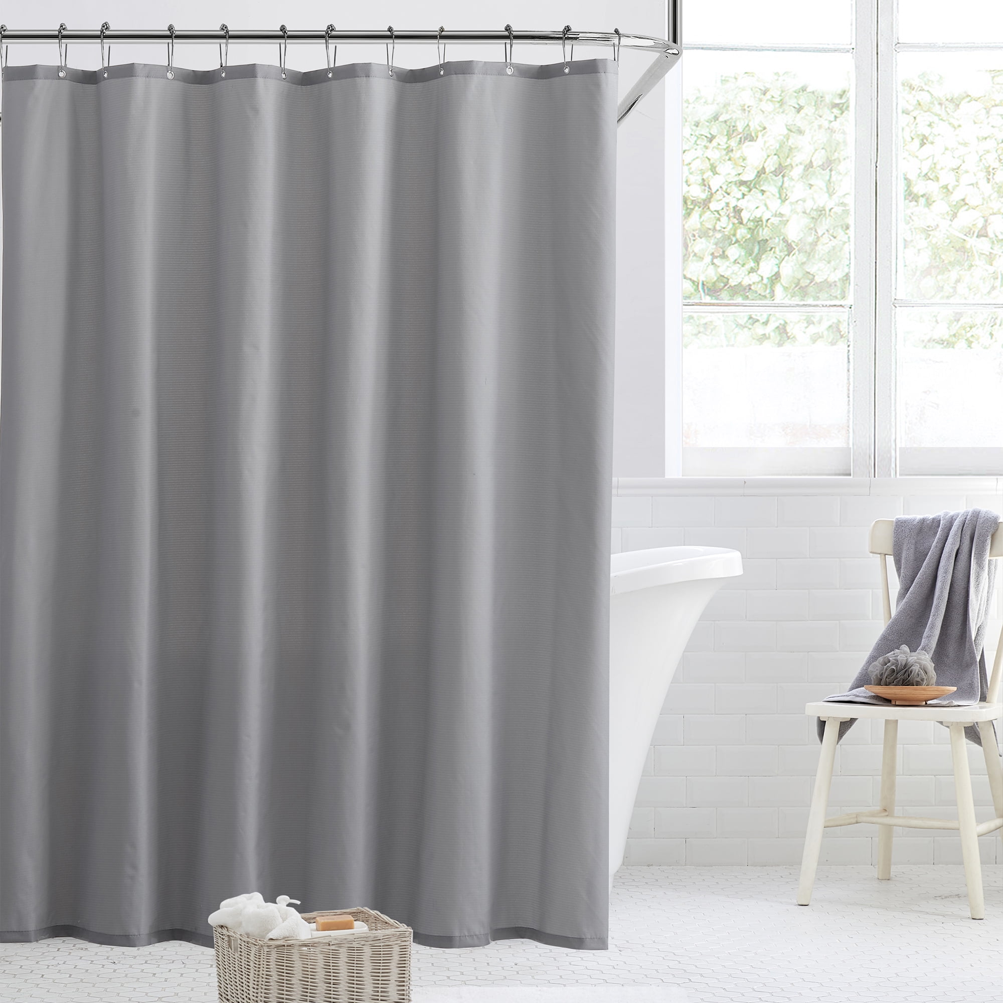 Mildew Resistant and Antimicrobial 72x72 Grey Fabric Shower Curtain liner 