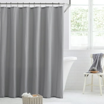 Clorox Waterproof Fabric Shower Curtain, Grey, Mini Diamonds Pattern, 72" x 72"