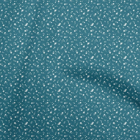 oneOone Polyester Spandex Teal Blue Fabric Floral Sewing Material Print Fabric By The Yard 56 Inch Wide