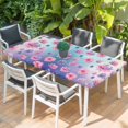 thumbnail image 2 of Spring Floral Table Cloths for 3 Foot Rectangle Tables, Purple Pink Blue Flower Botanical Ombre Patio Waterproof Elastic Fitted Tablecloths, Washable Rectangular Table Cover for Camping, 2 of 8