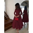 thumbnail image 5 of Burgundy Long Sleeve A-Line Ball Gown Dress For Women Evening Party Maxi, 5 of 8