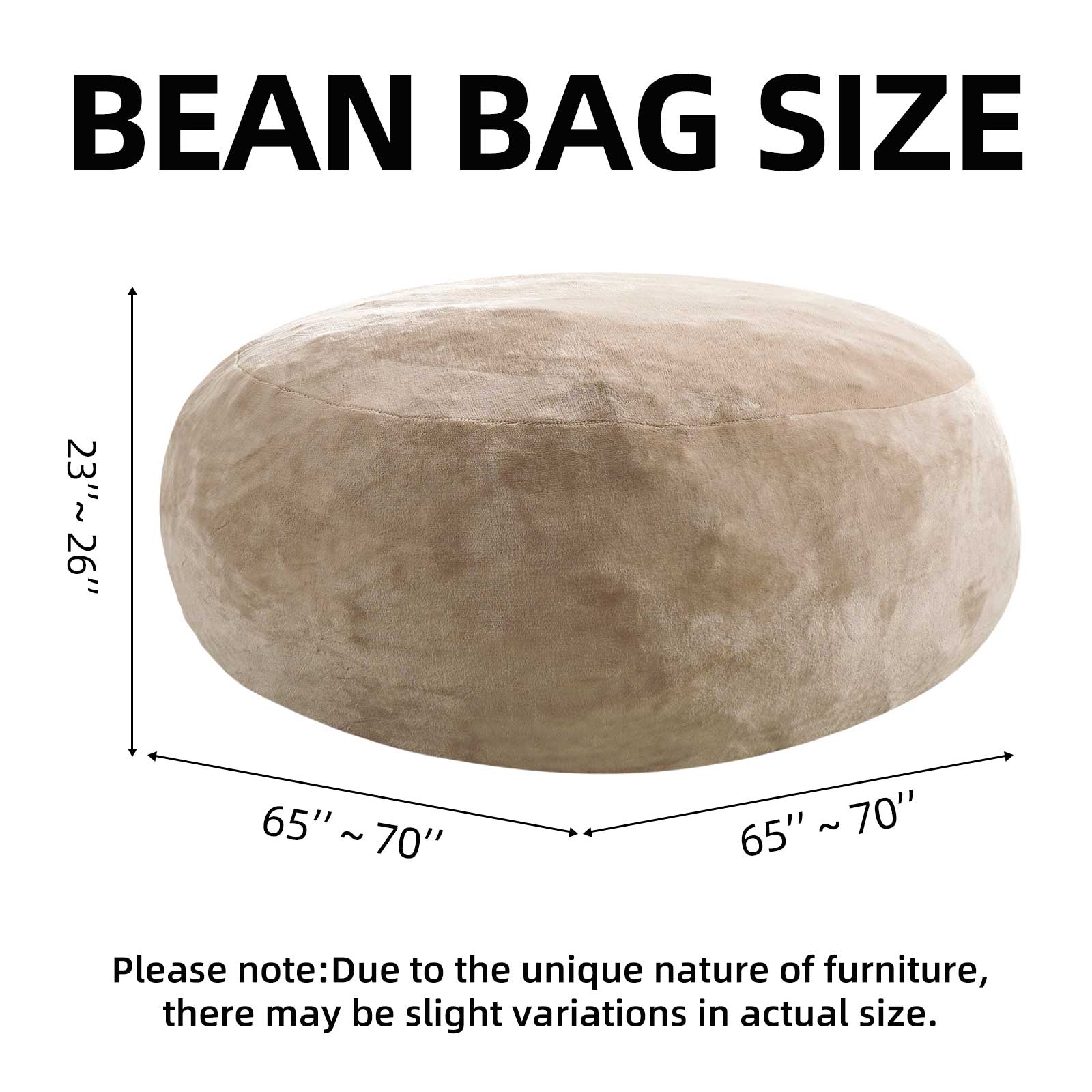 Bean Bag Chair 6FT,  Large Memory Foam Filled Chair for Adults and Teens, Soft Sofa with Removable Flannel Cover, Round Couch for Living Room Bedroom College Dorm