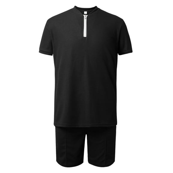 JIKNTTR Men's Summer Clothing Sets Mens Casual Sportswear Series Zipper Short Sleeve Round Neck Top And Shorts Two Piece Set Trendy Beach Tracksuits