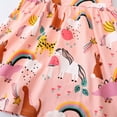 thumbnail image 3 of WIBACKER 2-7T Kids Girls Cotton Summer Dress Short Sleeve Crewneck Cartoon Rainbow Dinosaur Dresses, 3 of 8