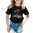 thumbnail image 3 of Bmisegm Toddler T Shirts Boys Girls Island Print Casual T Shirt Fashion Kids Comfort Fit Top for Beach Daily Wear Ages 3-12Y Beach Tops 05_Black,18-24 Months, 3 of 5
