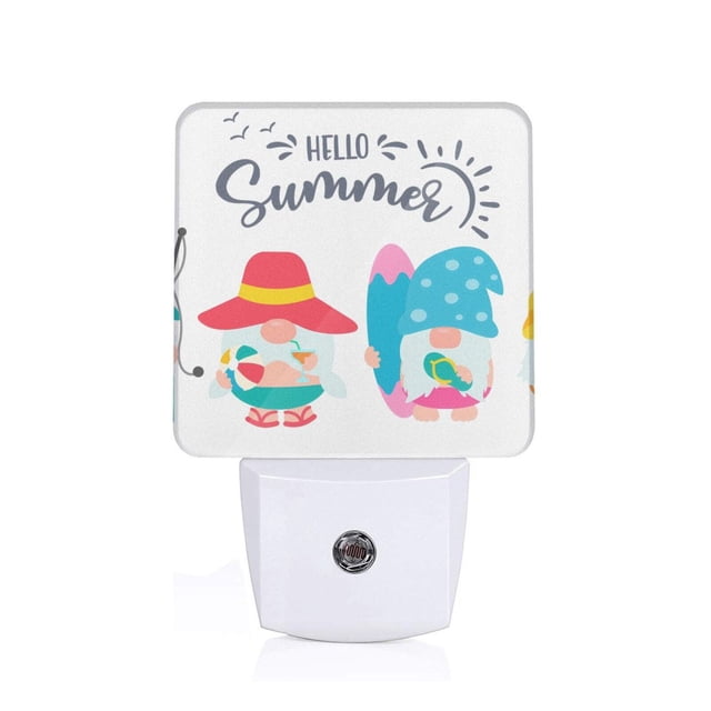 Balery Gnomes Summer Luz Nocturna LED con Sensor Automático, Enchufe con Sensor Crepuscular, Luz Suave de 0.5W para Dormitorio, Pasillo, Baño-UK