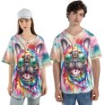 thumbnail image 4 of Hippie French Bulldog Portrait Watercolor Tie-Dye Vintage Styles All Over Print 3D Baseball Shirt Dog Lover Gifts Softball Sport - 00014, 4 of 6