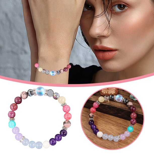 Pulsera de piedra natural de cristal de color Unisex pulsera de cuentas